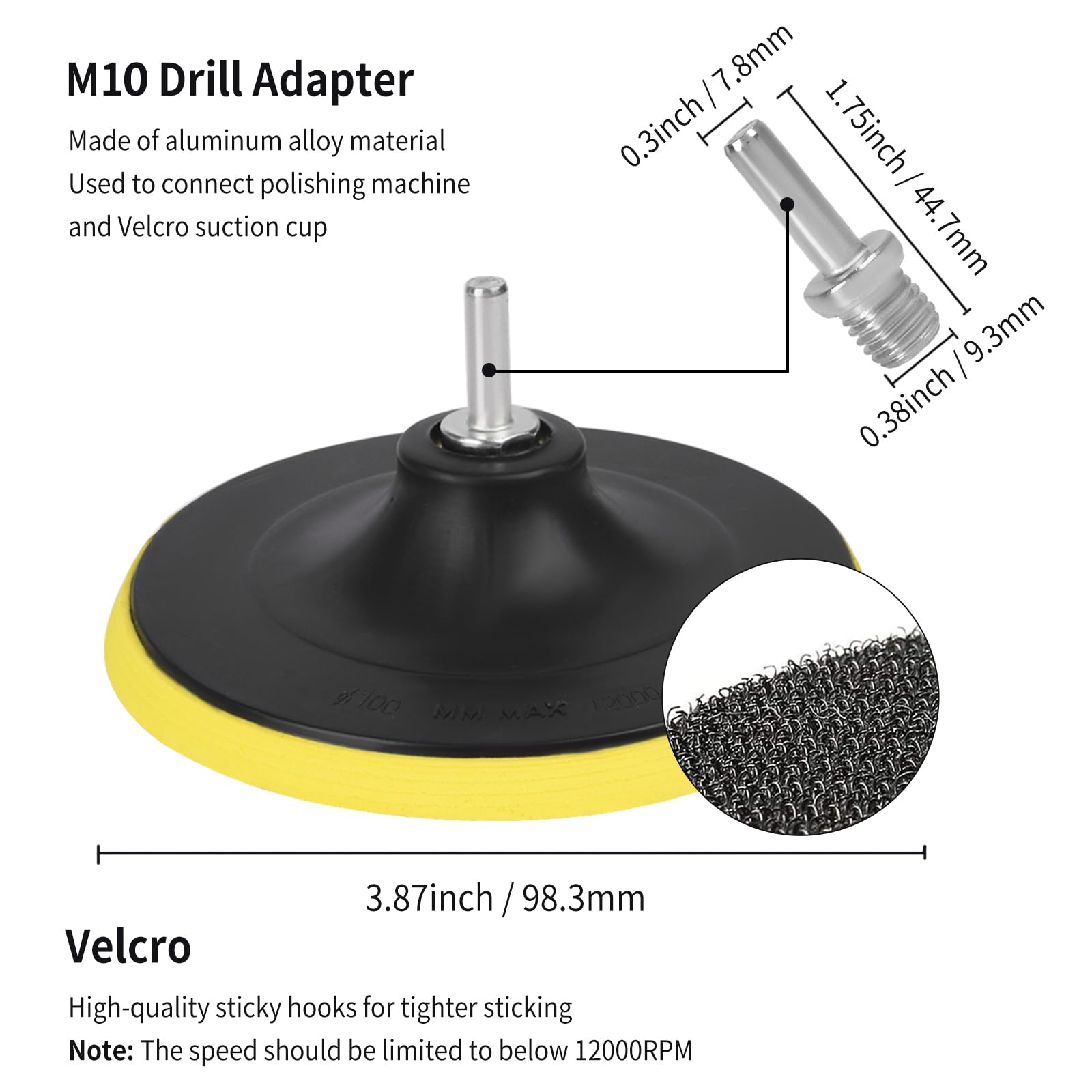 BAYTORY 8-Piece Wool Polishing Buffing Pad Set - 4 Inch Synthetic Polisher Wheel with M10 Thread Backing Plate & Drill Adapter - Perfect for Car Detailing, Metal Polishing & DIY Auto Care Projects