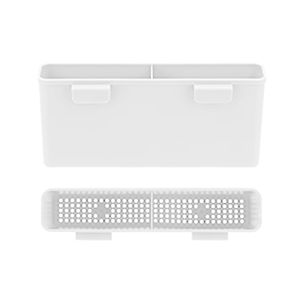 SANNO Plastic Utensil Drying Rack - Silverware Storage Holder for Dish Rack Over Sink - Chopsticks Spoon Fork Knife Drainer Basket - Flatware Organizer (White, 7.75