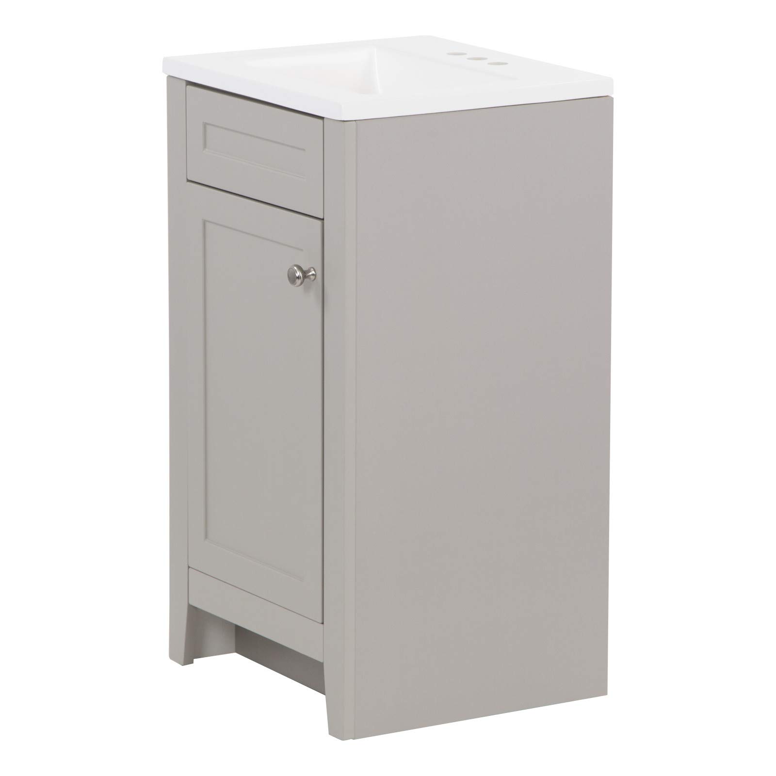 Spring Mill Cabinets Wyre 18 Inch Bathroom Vanity Set with White Ceramic Sink, 1-Door Storage Cabinet, Modern Gray Finish - Perfect for Small Bathrooms, Powder Rooms & Apartment Remodels (18.5