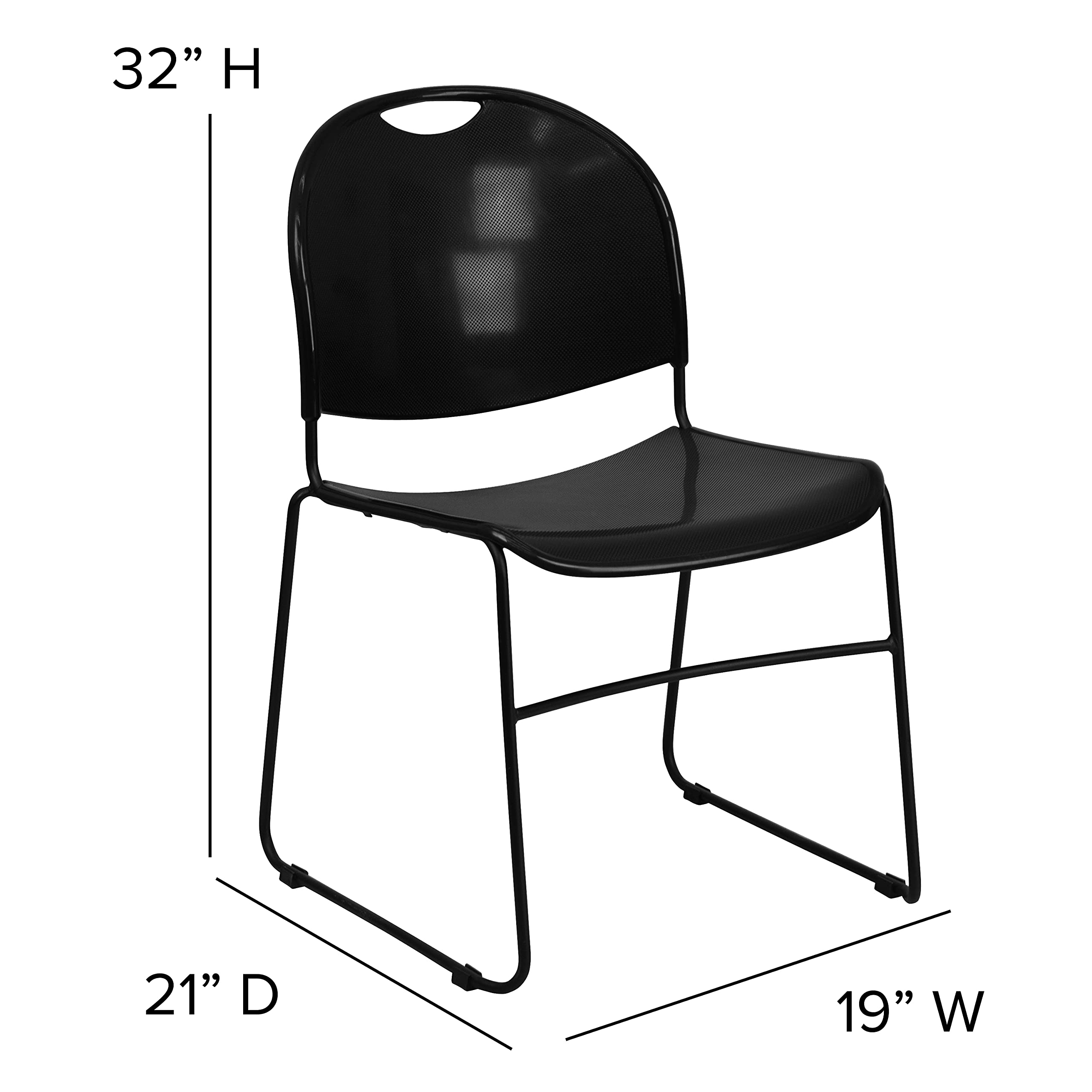 Black Ultra-Compact Stackable Chair - Space-Saving Office Guest Chair & Student Chair for Classrooms, Events, and Small Spaces