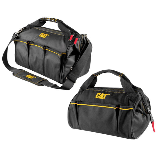 2 Piece Wide Mouth Tool Bag Set - Heavy Duty Durable Construction for Electricians & Contractors - Perfect for Organizing Tools On the Job Site or DIY Projects