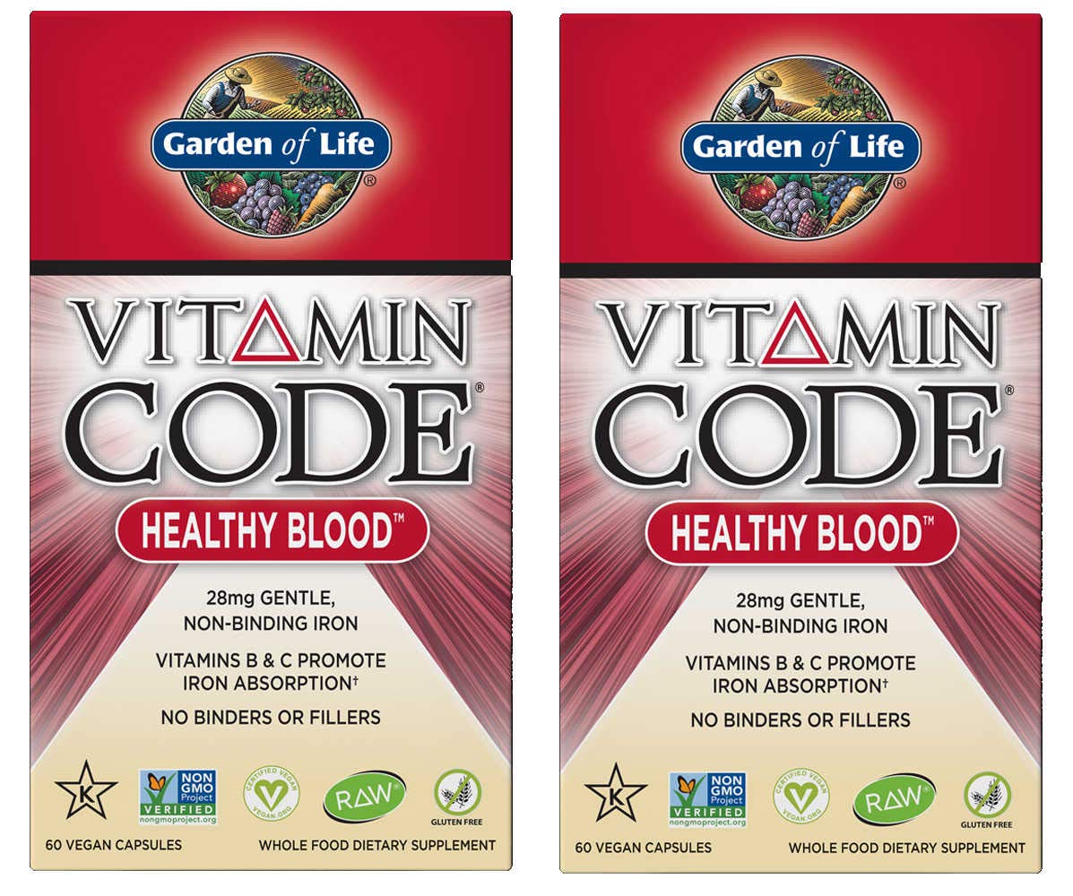 Vitamin Code Healthy Blood 28mg Iron Supplement with Vitamins B & C - 60 Vegan Capsules (2 Pack) | Supports Energy & Circulation for Active Lifestyles
