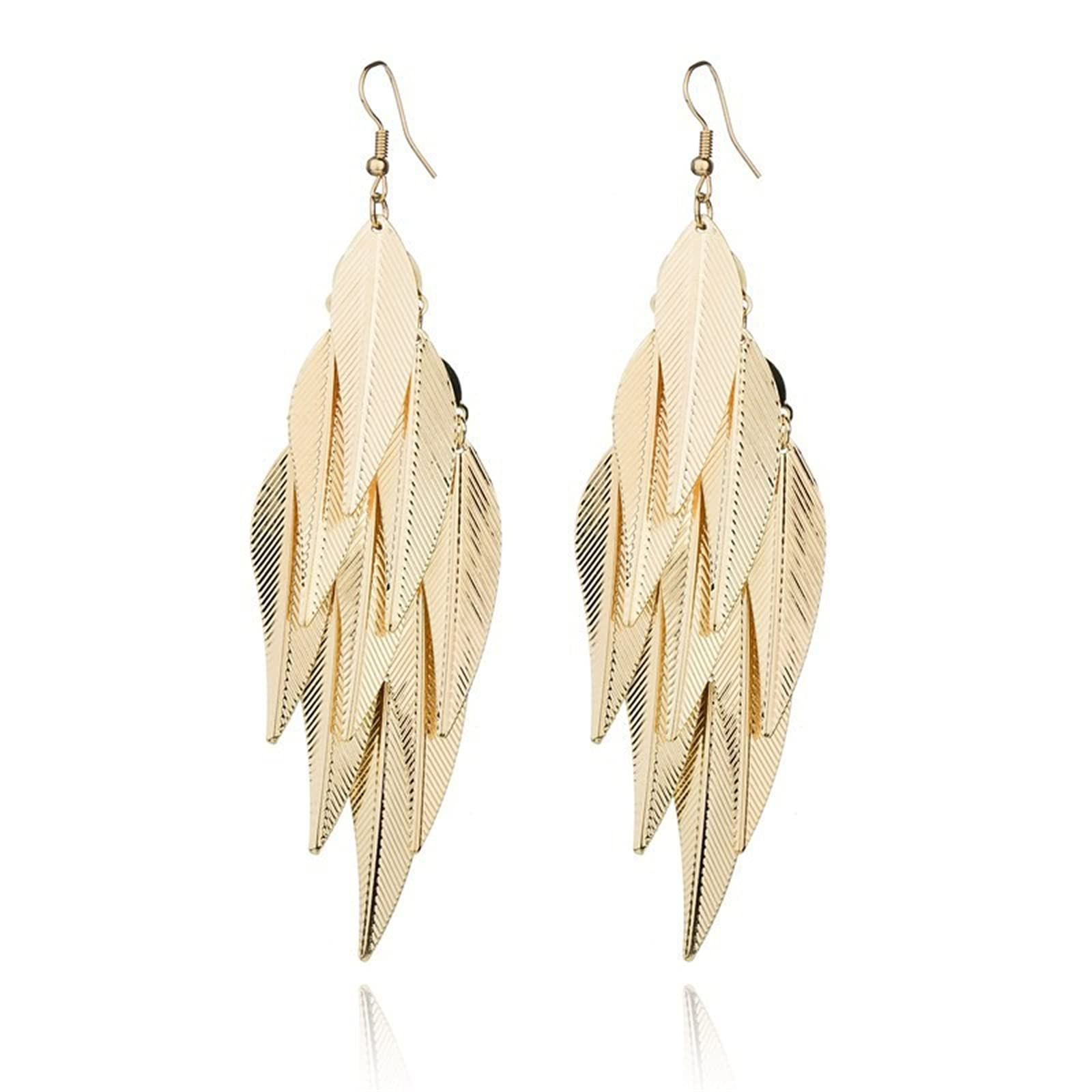 Bohemian Layered Filigree Leaf Earrings for Women - Handmade Silver & Gold Plated Lightweight Chandelier Dangle Earrings - Perfect for Festivals, Weddings & Boho Fashion Accessories