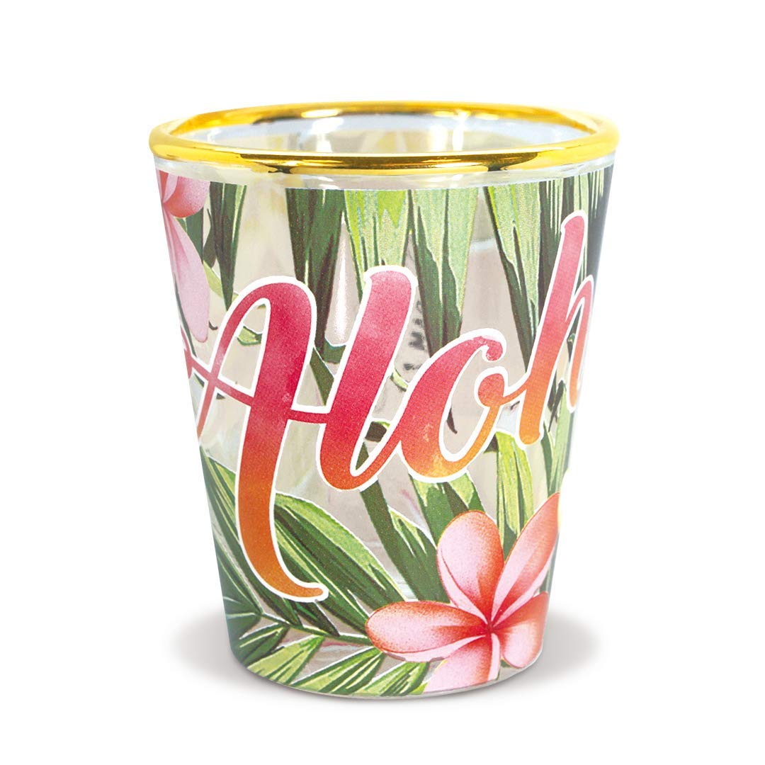 Hawaiian Coastal Island Inspired Shot Glass with Aloha Palm Design - Perfect for Tropical Parties, Beach Themed Events & Hawaiian Luau Celebrations