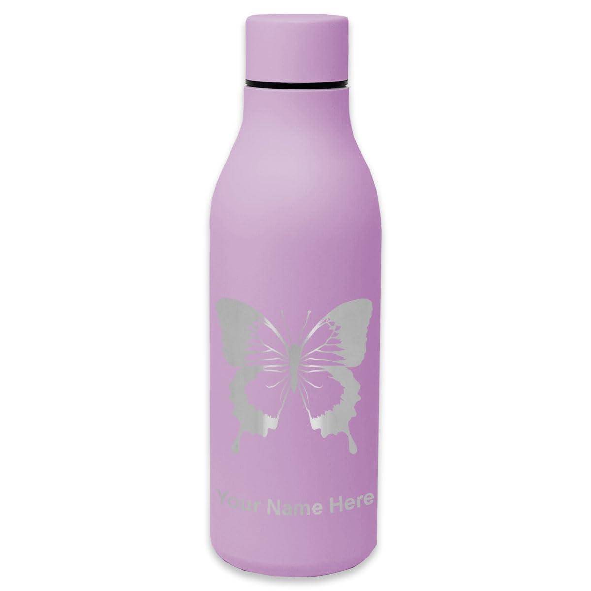 LaserGram Double Wall Insulated Stainless Steel Water Bottle with Personalized Engraving - Swallowtail Butterfly Design for Gym, Hiking & Outdoor Activities