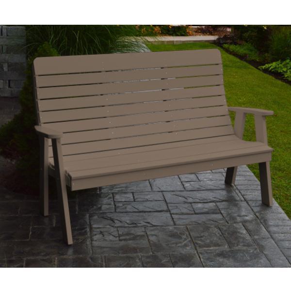 A & L Furniture Poly Winston Garden Bench - Outdoor Patio Seating for Backyard, Porch, and Garden - Weather-Resistant and Durable Polyethylene Material