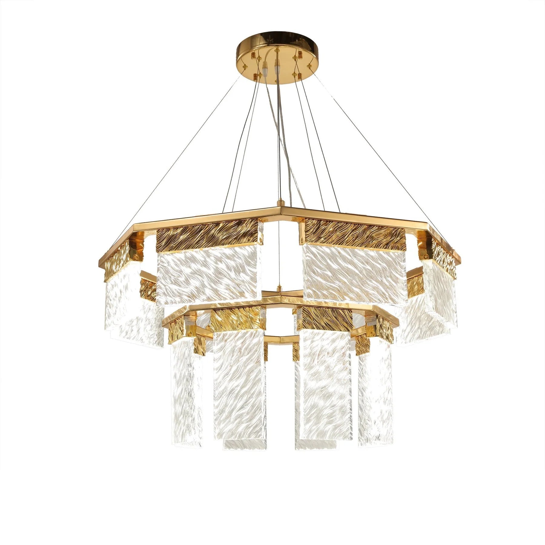 Aimee 2 Tier Round Crystal Chandelier - Modern Ceiling Light Fixture for Dining Room, Bedroom, Living Room, and Foyer Lighting Decor