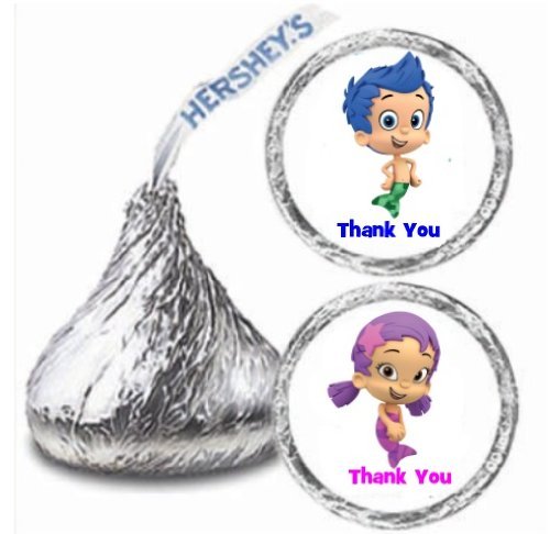 216 Bubble Guppies Birthday Hershey Kisses Stickers - Fun Party Favors for Kids, Baby Shower, Classroom Rewards & DIY Scrapbooking Supplies