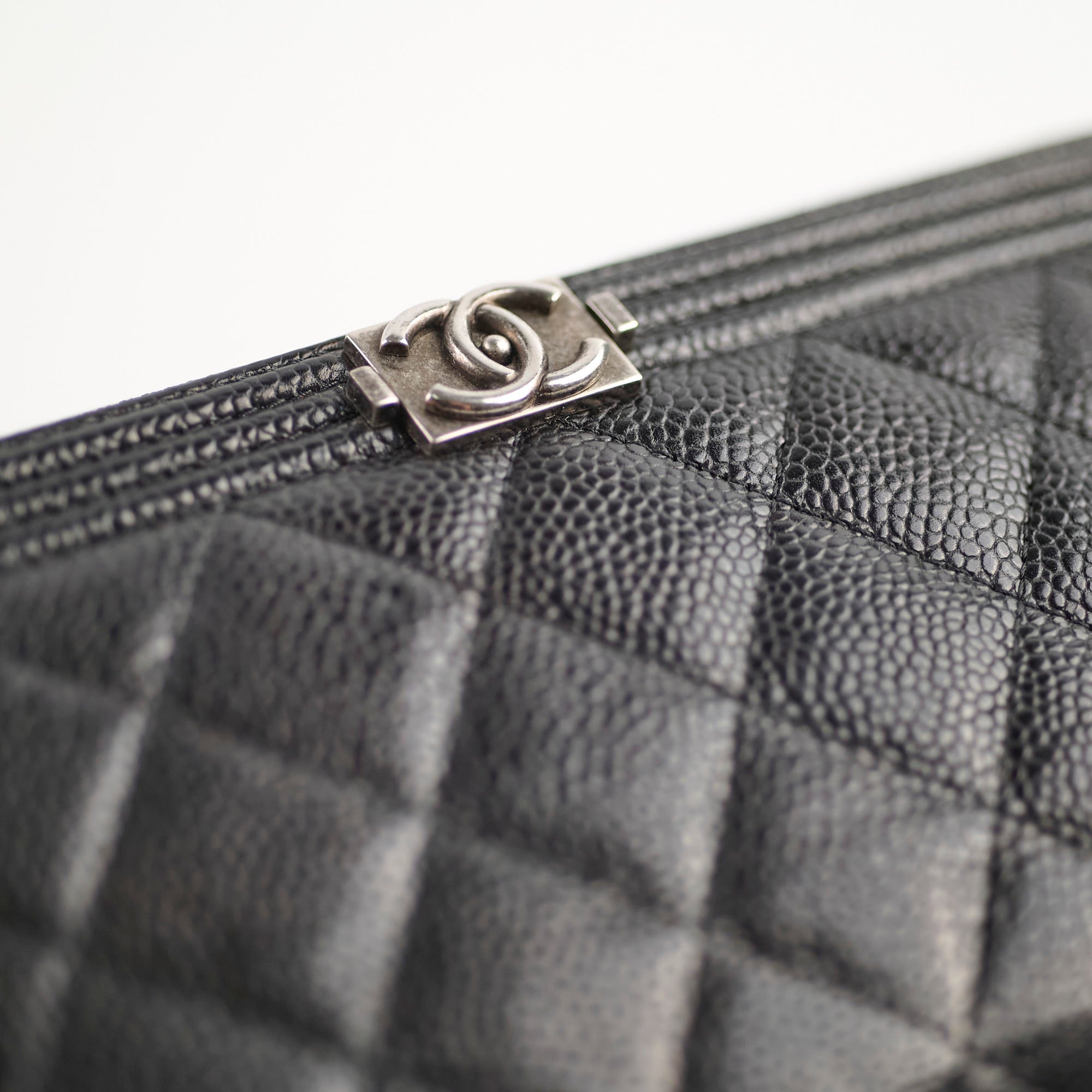 Chanel Boy Caviar Leather Long Wallet for Women - Black Luxury Designer Clutch with Card Slots - Perfect for Everyday Use, Parties & Special Occasions