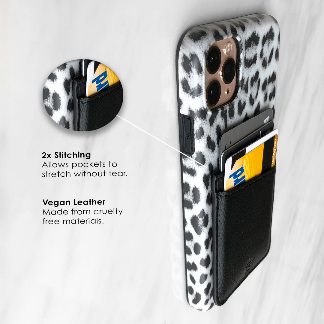Premium Black Leather Phone Wallet - RFID Blocking Card Holder for iPhone & Samsung - Slim & Secure for Travel, Shopping & Daily Use