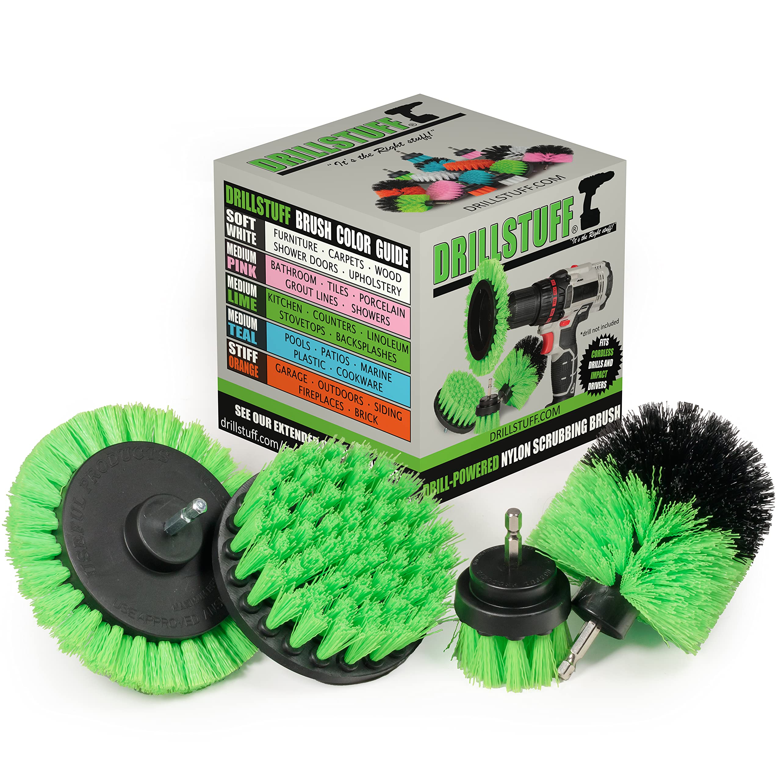 **DrillStuff Medium Stiffness Tile Grout Brushes for Drill – Power Scrubber Cleaning Kit for Kitchen, Oven, Bathroom & Grout – Drill Brush Attachment Set for Deep Cleaning**    *(Use Cases: Perfect for cleaning tile grout, kitchen surfaces, ovens, bathtubs, and tough stains with a power drill.)*