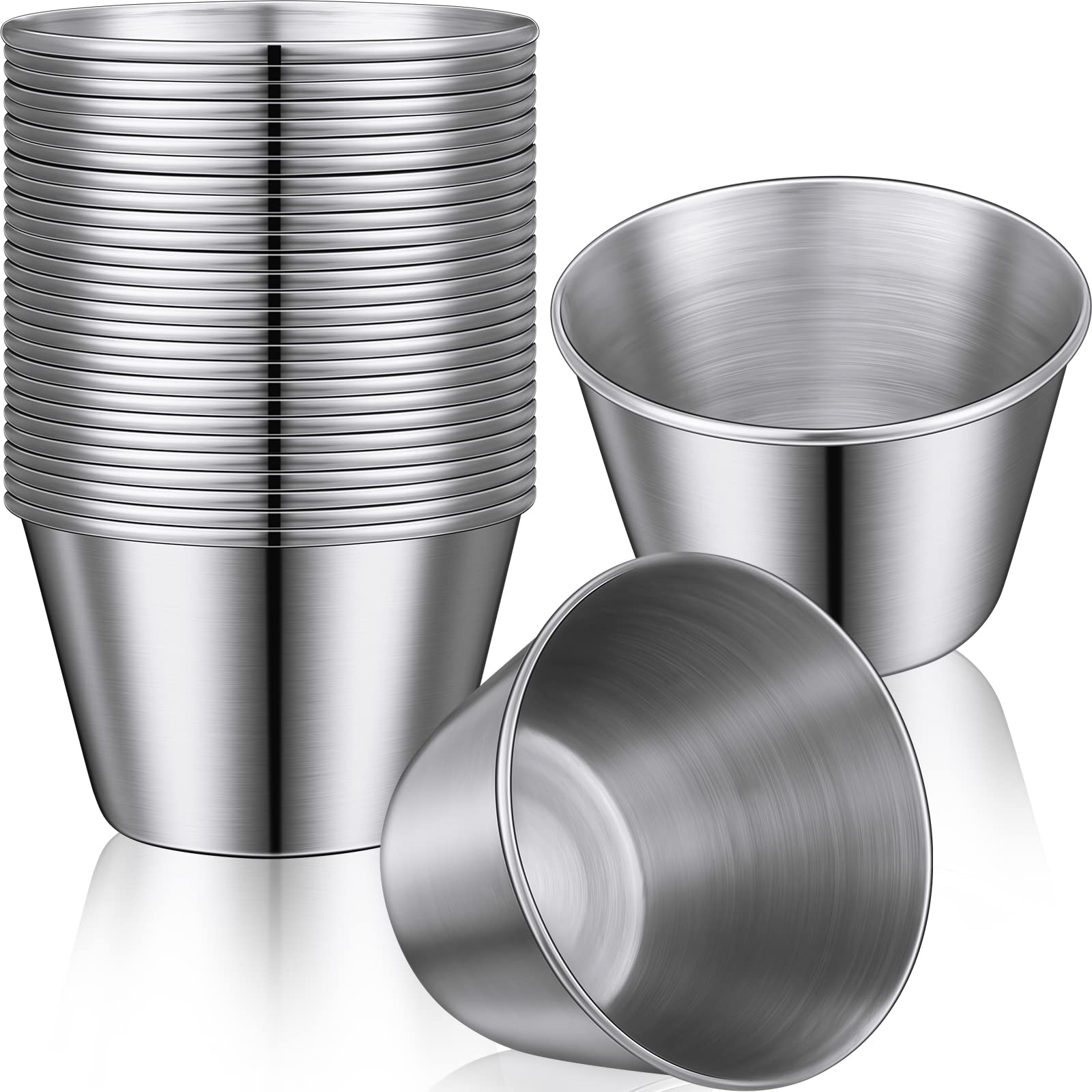 100 Pack 2.5 oz Stainless Steel Condiment Cups - Reusable Dipping Sauce Dishes for Vinegar, Butter, Ketchup, Honey | Perfect for Parties, BBQs, Picnics & Restaurants