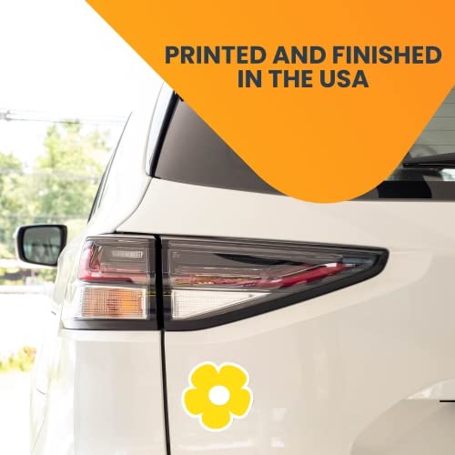 5 Inch Yellow Daisy Hippie Flower Car Magnet Decal for Cars, Trucks, SUVs – USA Made Peace & Love Symbol for Any Magnetic Surface | Perfect for Hippie-Themed Vehicles, Home Decor & Gifts