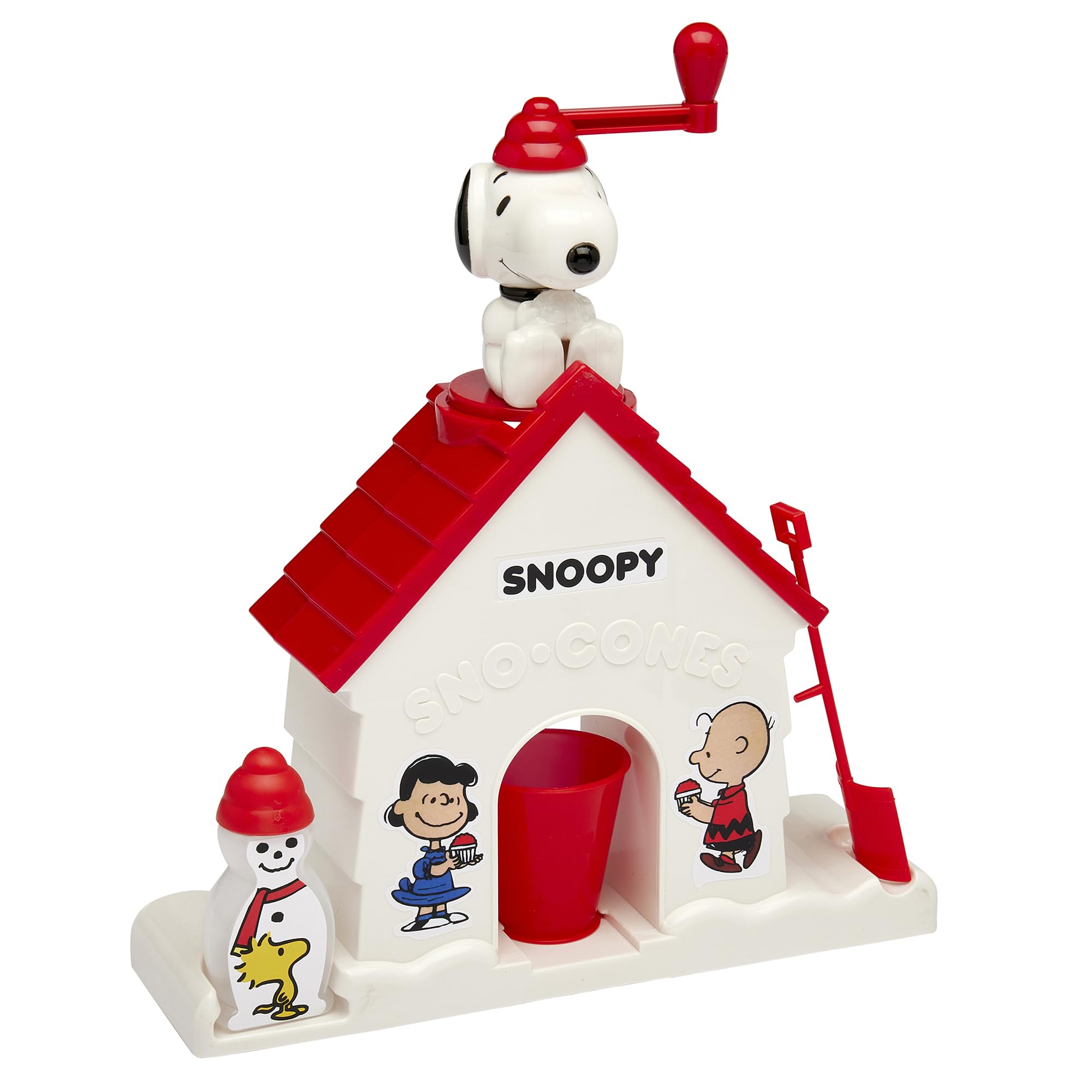 **Snoopy Snow Cone Maker Machine - Shaved Ice Maker with Fruit Punch Flavor Packets - Fun Snoopy House Design - Perfect for Kids Parties, Summer Treats & Family Gatherings - Ages 6+ (White)**