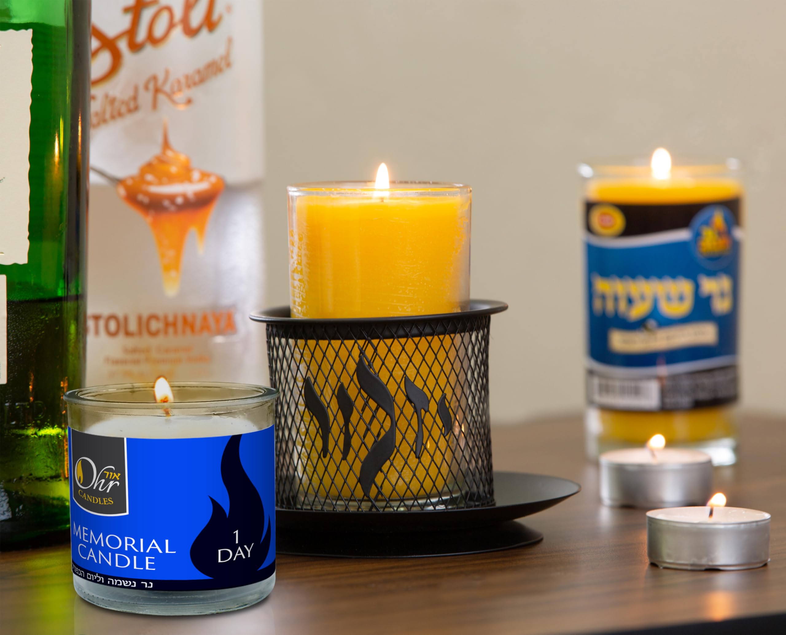 Yahrzeit Memorial Candles - 24 Hour Jewish Memorial Candle for Yom Kippur & Remembrance - Glass Tumbler Candle Set of 3 - Perfect for Synagogue, Home Memorials & Jewish Traditions