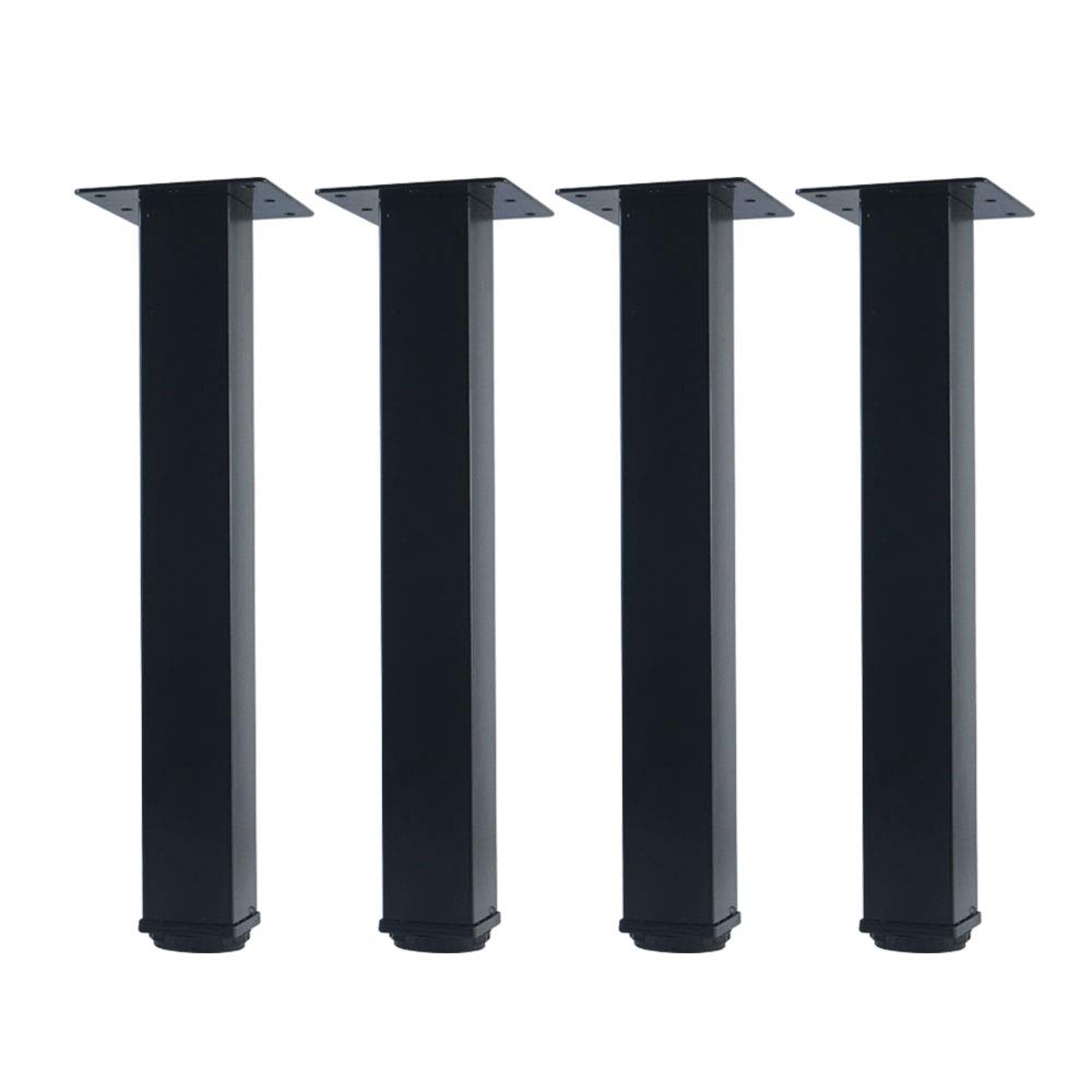 QLLY 14 Inch Adjustable Metal Table Legs - Square Office Furniture Legs Set of 4 (Black) - Perfect for Office Desks, Dining Tables & Workbenches