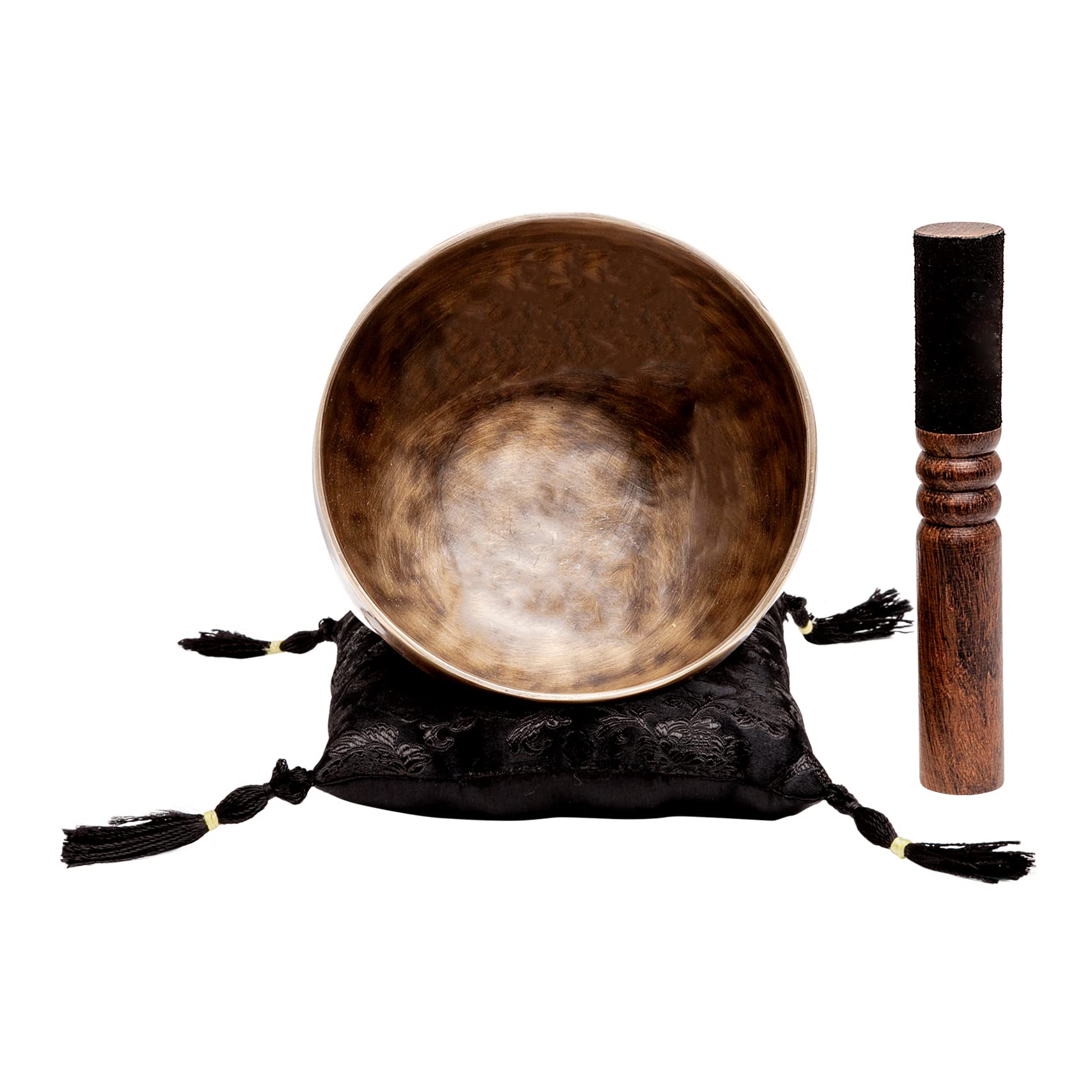 Ohm Store 6 Inch Tibetan Singing Bowl Set - Handcrafted Pure Bronze Meditation Bowl with Deep Tone for Sound Healing & Relaxation - Authentic Nepal-Made Tiger Design Singing Bowl for Yoga, Meditation & Spiritual Practices
