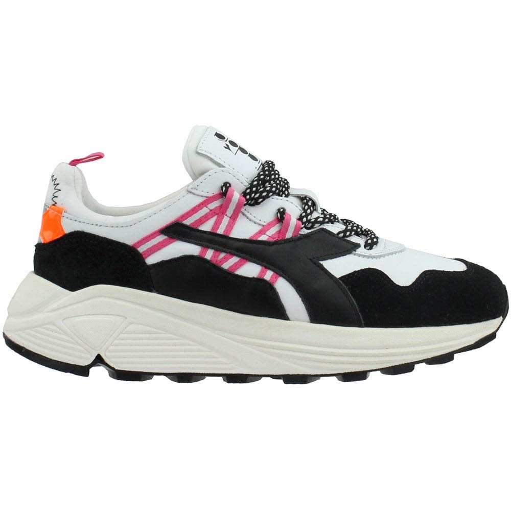 Diadora Men's Rave Leather Pop Sneakers - White Casual Shoes for Walking, Running & Everyday Wear