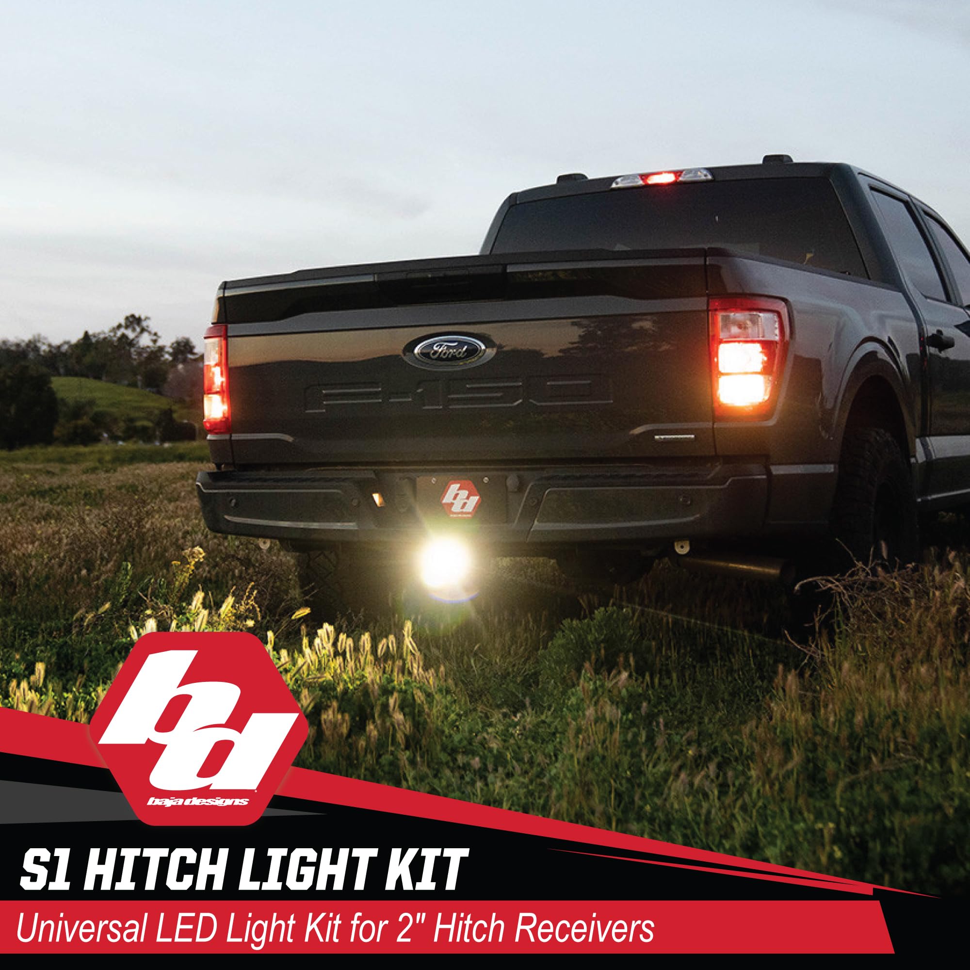 Baja Designs S1 LED Universal Hitch Light Kit - Waterproof Off-Road Lighting for Trucks, Jeeps & Trailers - Includes Toggle Switch Harness - Perfect for Night Driving, Camping & Off-Road Adventures