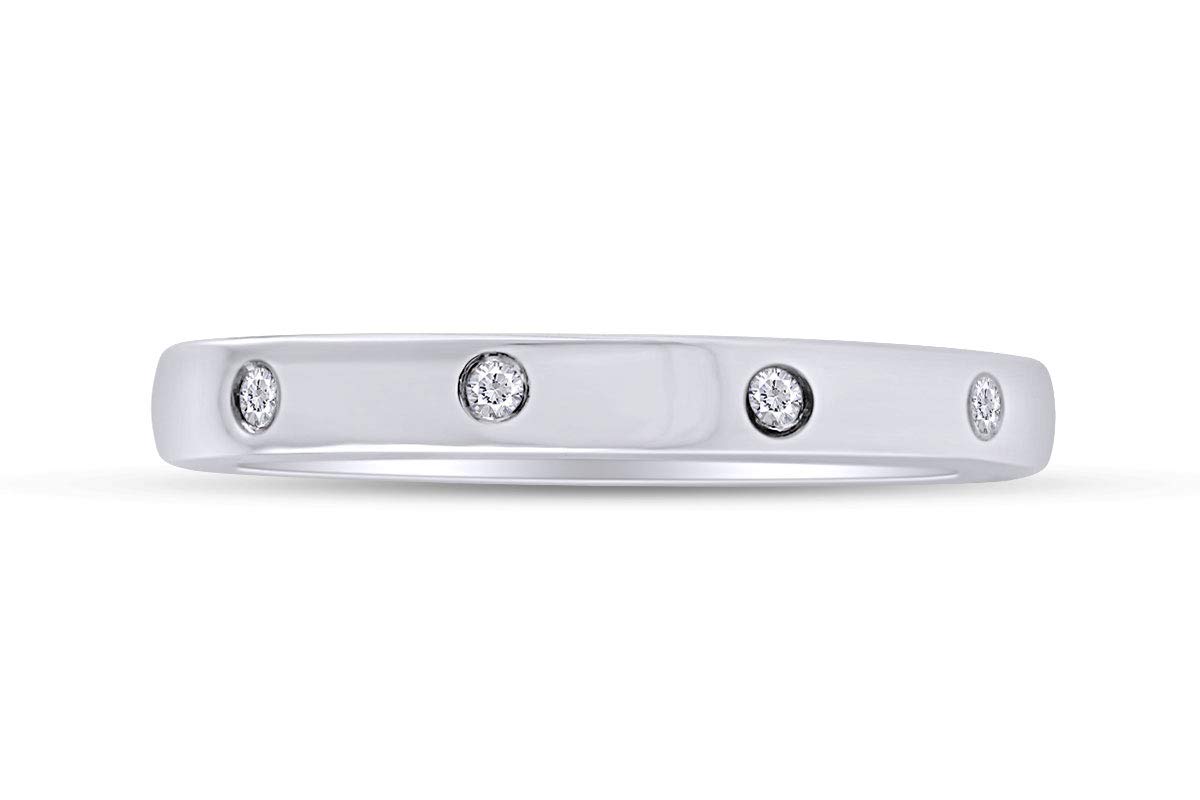 10K Solid Gold Diamond Accent Wedding Band Ring (0.04 CTTW) - Elegant Bridal Jewelry for Engagement, Anniversary & Special Occasions