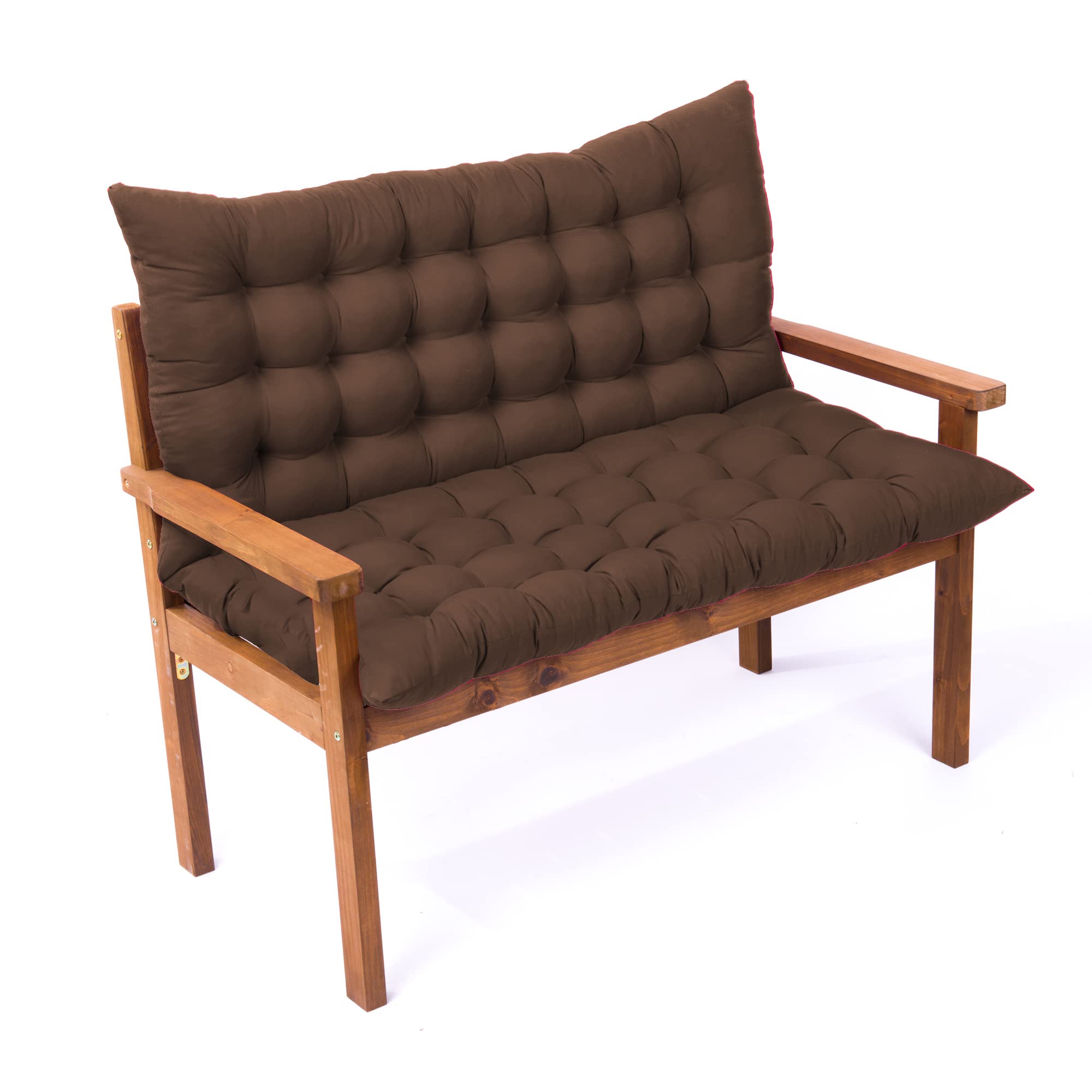 3 Inch Thick Bench Cushion with Ties - 59x40 Inch Outdoor Swing Seat Cushion with Backrest - Waterproof Replacement Cushions for Patio Furniture, Porch Swing, Garden Bench (Coffee Brown) - Perfect for Outdoor Lounging, Backyard Relaxation & Deck Decor