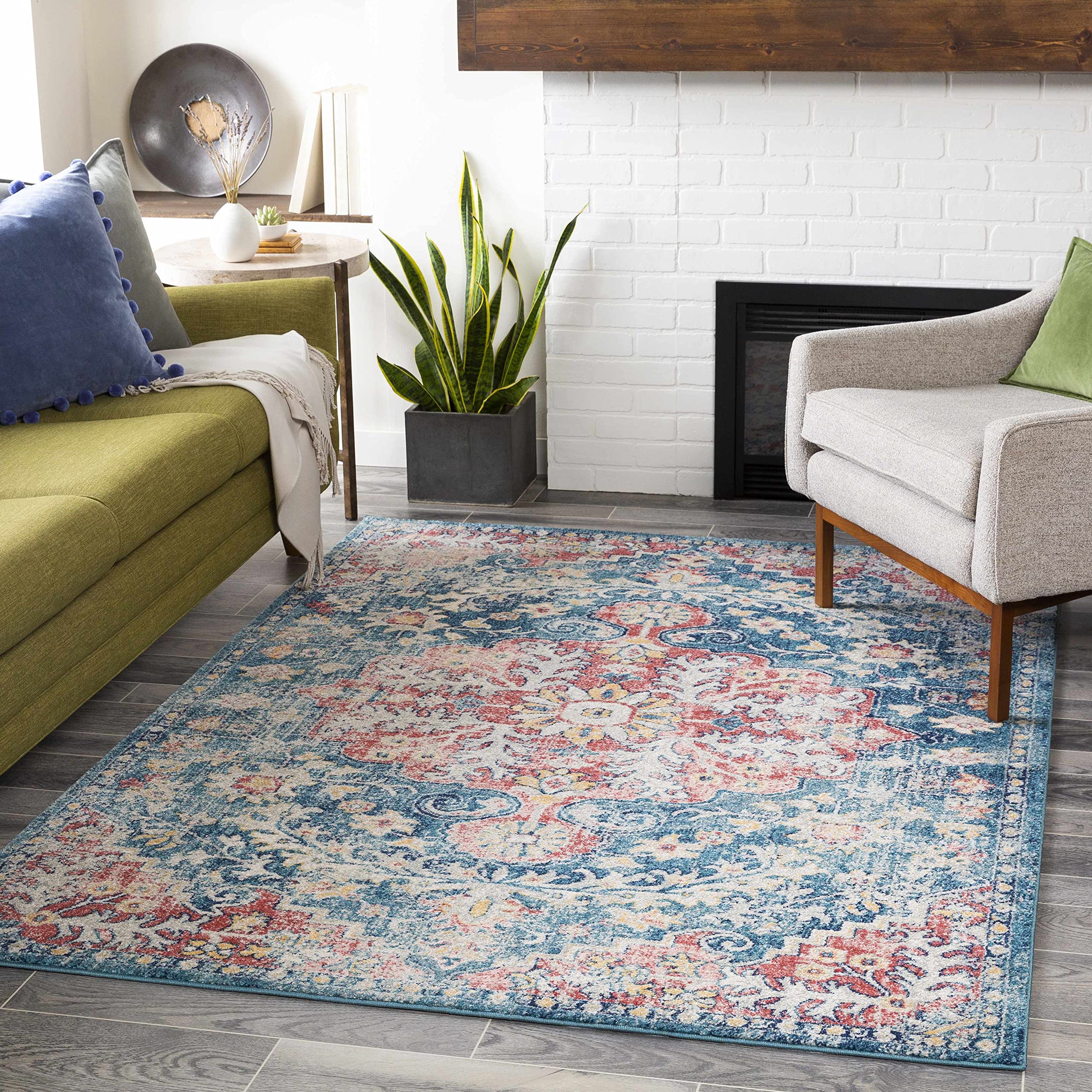 Hauteloom Knowsley Traditional Blue and Purple Area Rug 6'7