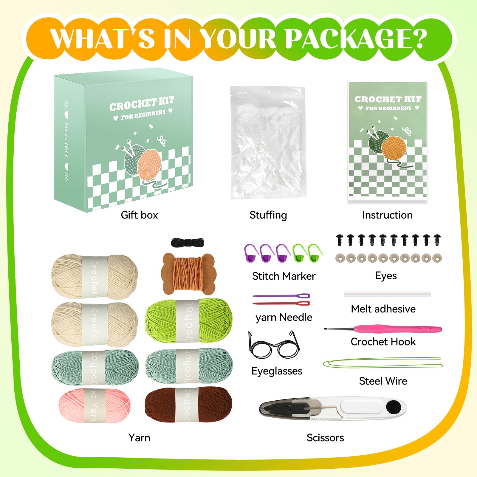 Takyu 4-Pack Beginner Crochet Kit for Adults & Kids - Complete Crochet Starter Set with Step-by-Step Video Tutorials - Perfect for DIY Plant Crafts, Home Decor & Gift Making