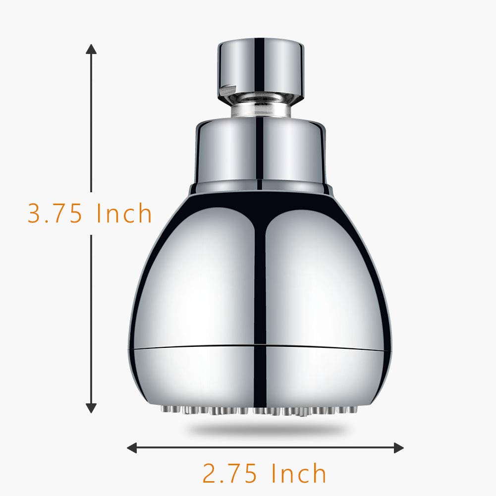 High Pressure Shower Head 3 Inch - 2.5 GPM Adjustable Brass Ball Joint Showerhead with Air Bubble Technology - Powerful High Flow for Bath, Spa & Relaxation - 2 Pack for Home & Hotel Use
