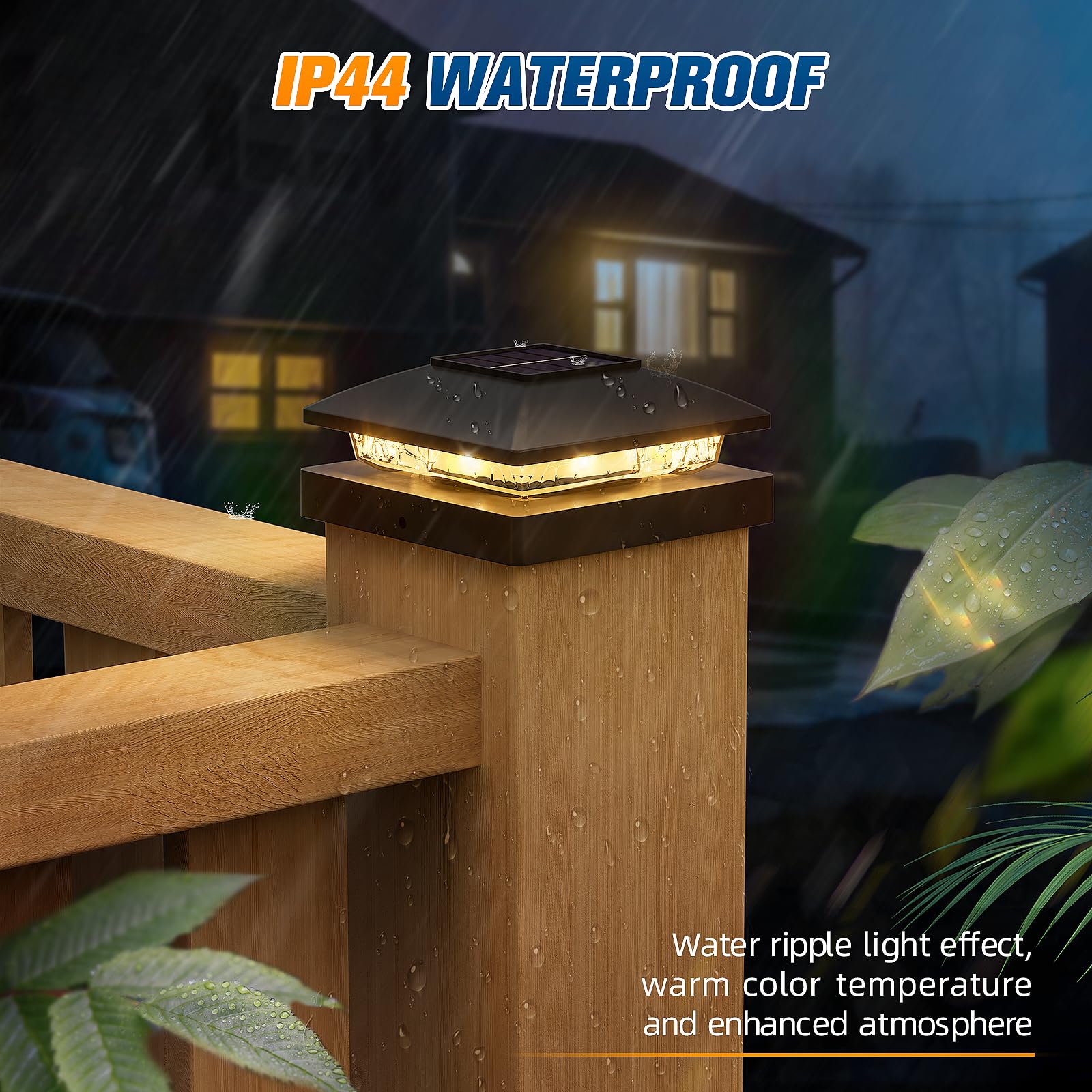 APONUO 16 Pack Solar Post Cap Lights, Warm White Outdoor Waterproof Solar Lights for 4x4 Wood Vinyl Posts - Garden, Patio, Porch & Yard Decor (Black) | Perfect for Pathway Lighting, Deck Railings & Fence Toppers