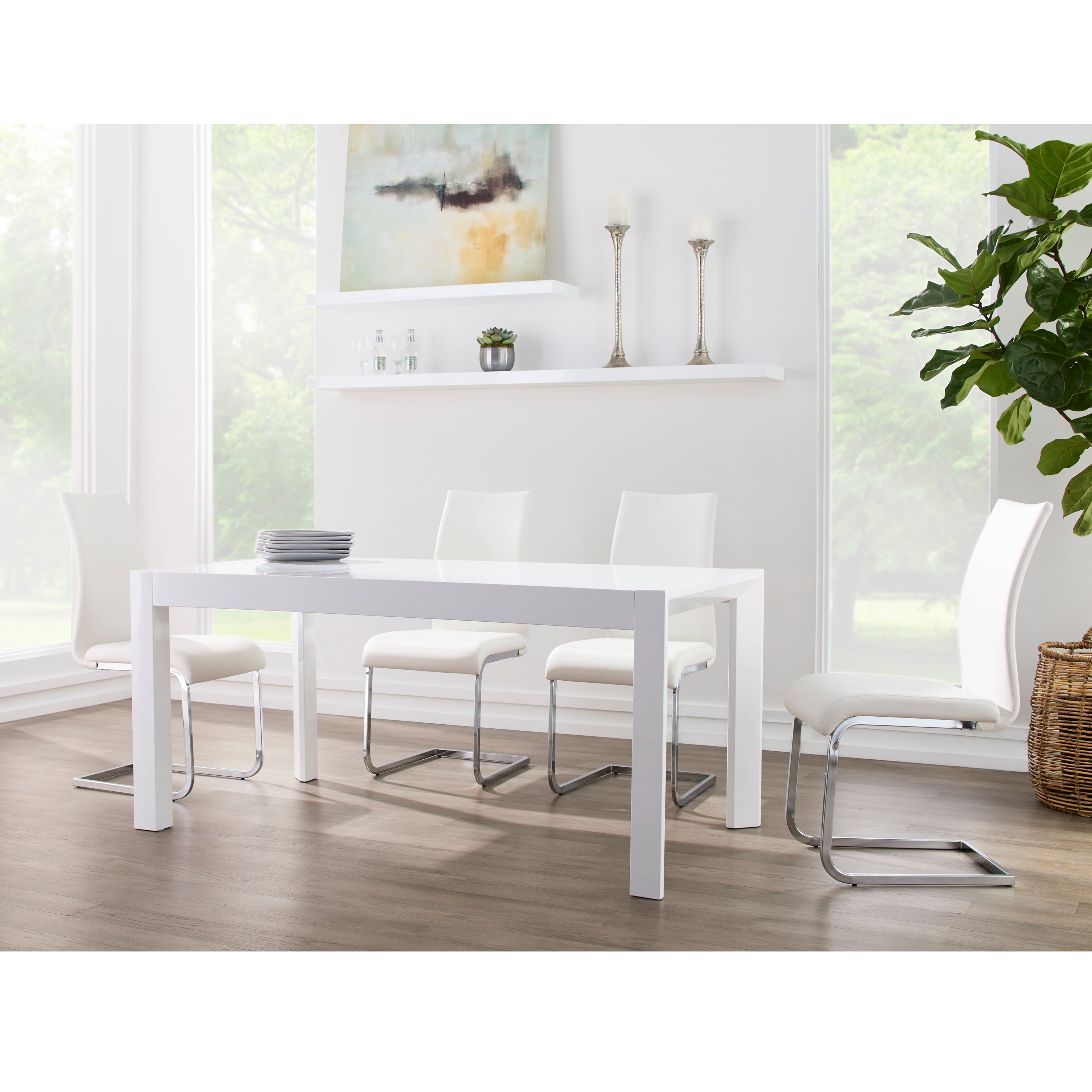 Premium Epifania Dining Leather Chairs Set of 4 - Modern Chrome Legs & Genuine Leather Seating for Elegant Dining Room, Kitchen, or Office Conference Table - Euro Style Contemporary Furniture
