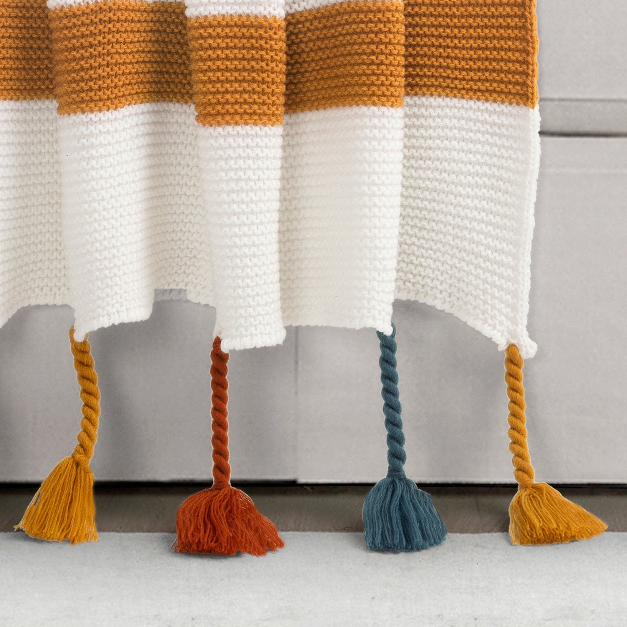Boho Knitted Braided Tassel Throw Blanket - Soft Handmade Cotton Decorative Couch Cover for Living Room, Bedroom & Boho Home Decor
