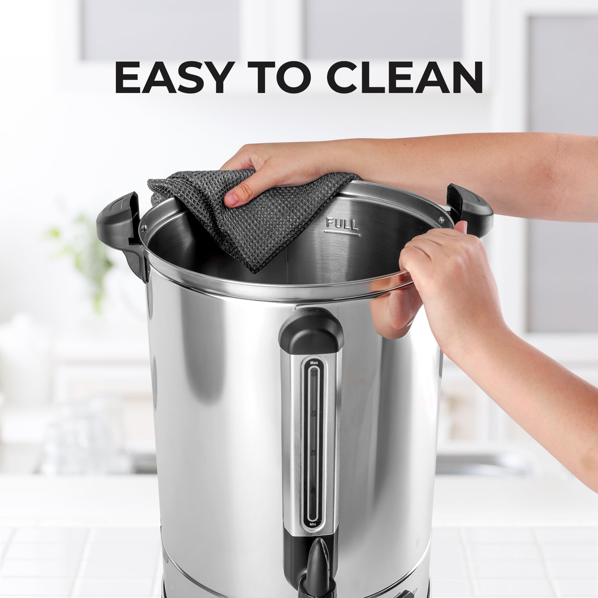 Zulay 100-Cup Commercial Coffee Maker - Stainless Steel Large Percolator Pot with Quick Brew & Heat Retention - Ideal for Coffee, Tea, Water & Beverages at Events, Catering, Offices & Restaurants - Silver