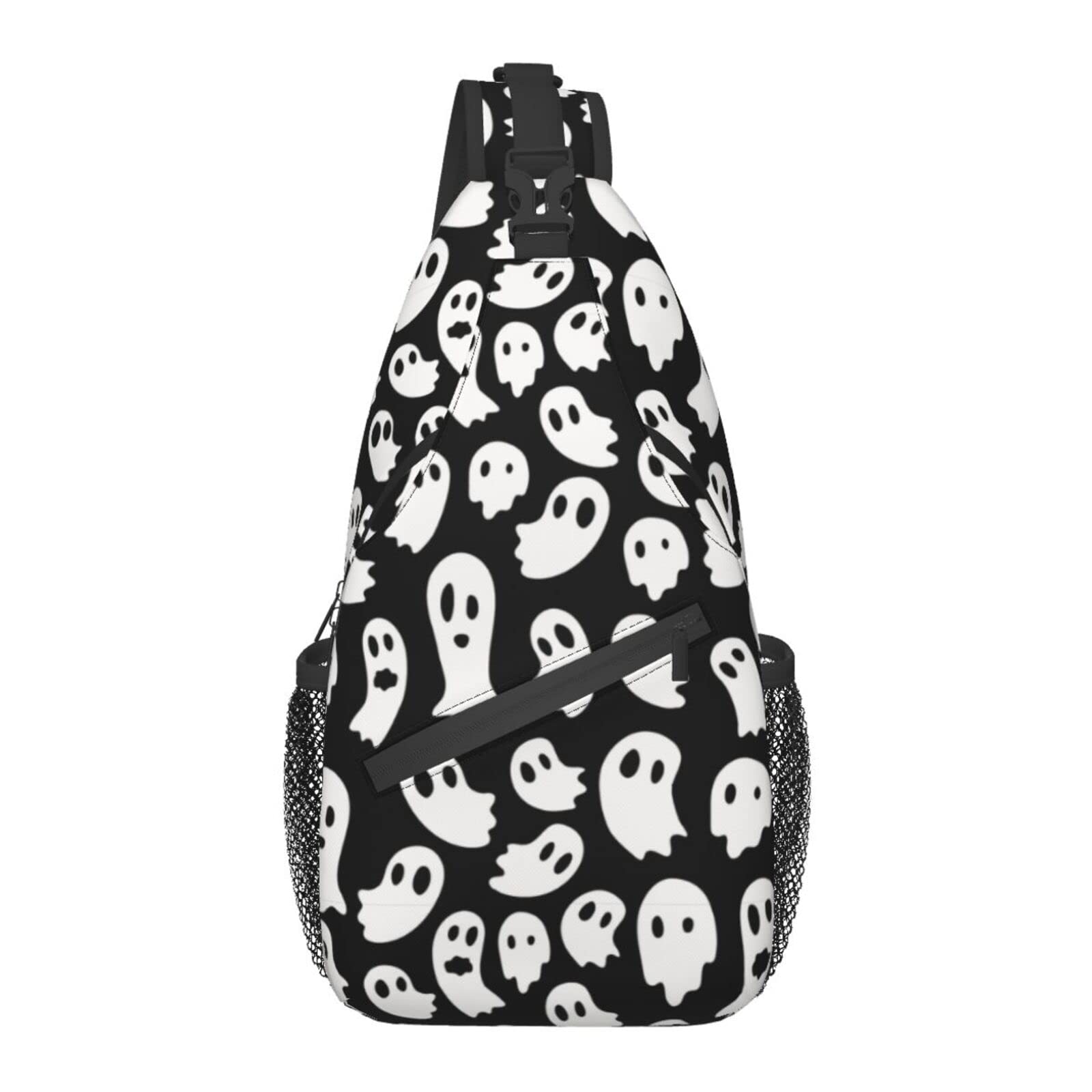 Halloween Ghost Crossbody Backpack - Large Sling Bag with Water Bottle Holder for Men & Women - Perfect for Gym, Travel, Hiking & Outdoor Adventures