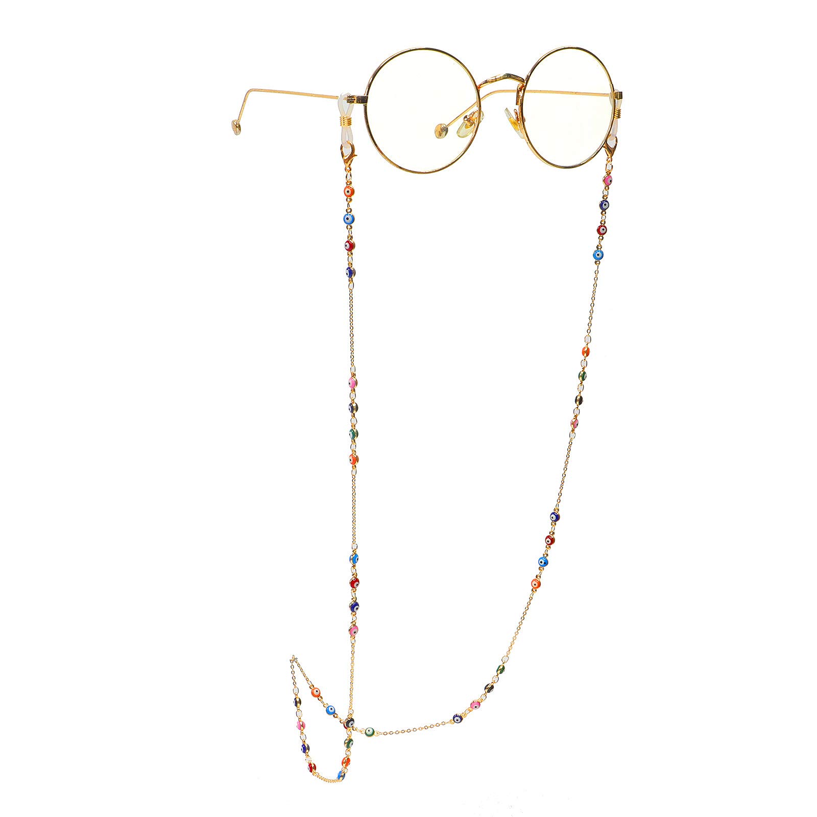 Evil Eye Beaded Sunglasses Holder Necklace - Adjustable Lanyard Strap for Glasses & Mask - Stylish Accessory for Beach, Travel, and Outdoor Activities