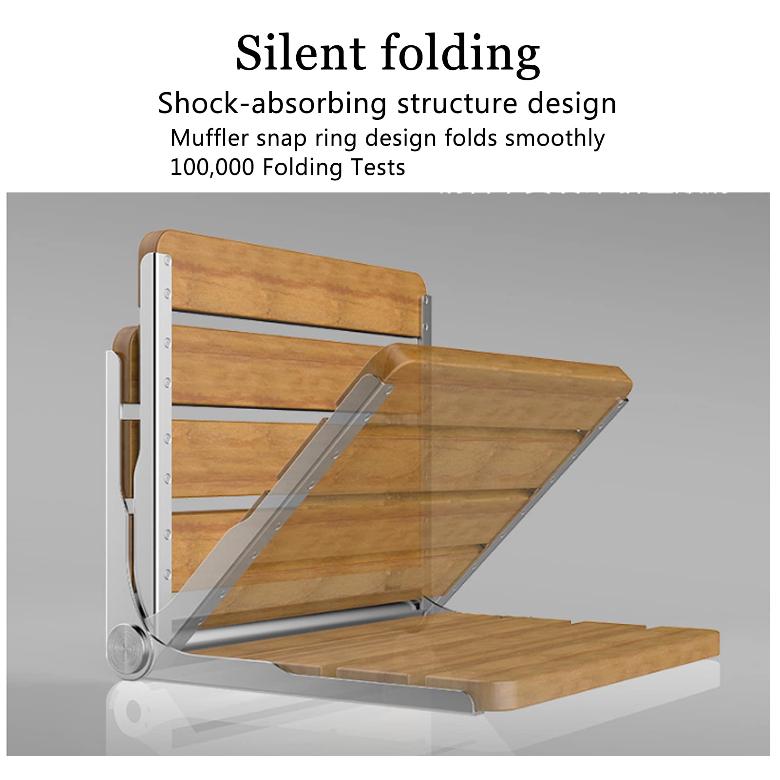 Premium Fold Down Shower Seat Wall Mounted - Teak Wood Folding Shower Bench 440 lbs Capacity - ADA Compliant Medical Shower Chair for Elderly, Disabled & Adults - Non-Slip Surface (Beech Color) - Ideal for Bathroom Safety & Accessibility in Homes & Healthcare Facilities