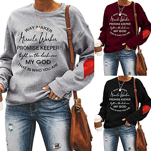 Way Maker Miracle Worker Sweatshirt for Women - Christian Graphic Pullover with Sarcastic Quote - Religious Workout Top for Church, Gym & Casual Wear