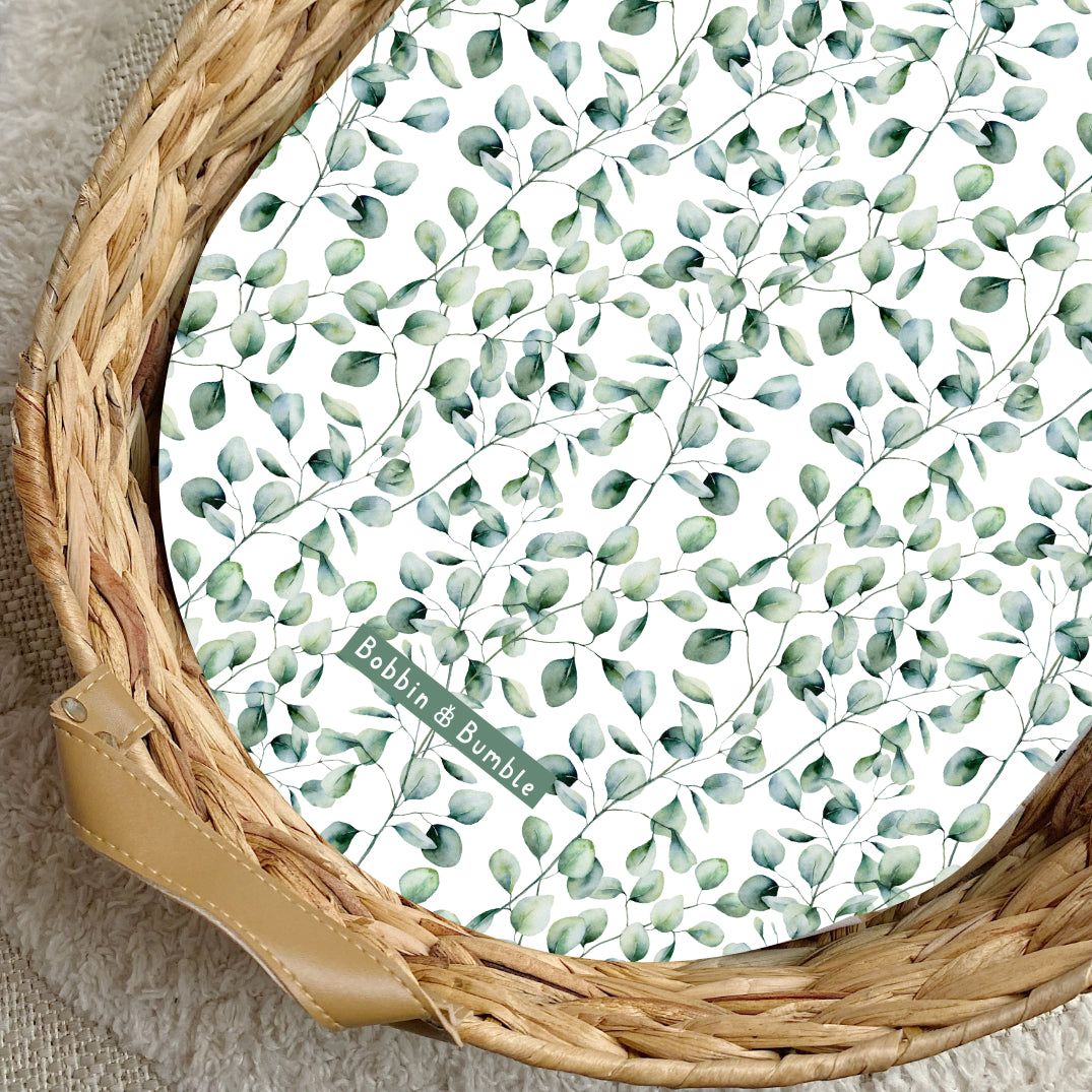 Eucalyptus PVC Changing Basket Liner - Waterproof & Washable Diaper Changing Pad Cover for Nursery | Bobbin and Bumble | Perfect for Baby Changing Stations, Daycare & Travel