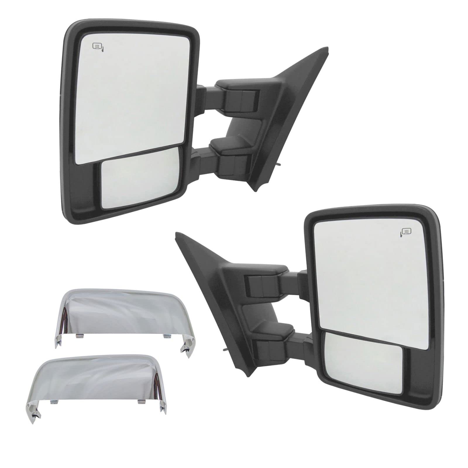 Power Folding Heated Memory Towing Mirrors - Chrome Smoke Turn Mirror Pair for Trucks & SUVs | Enhanced Visibility & Safety in All Weather Conditions