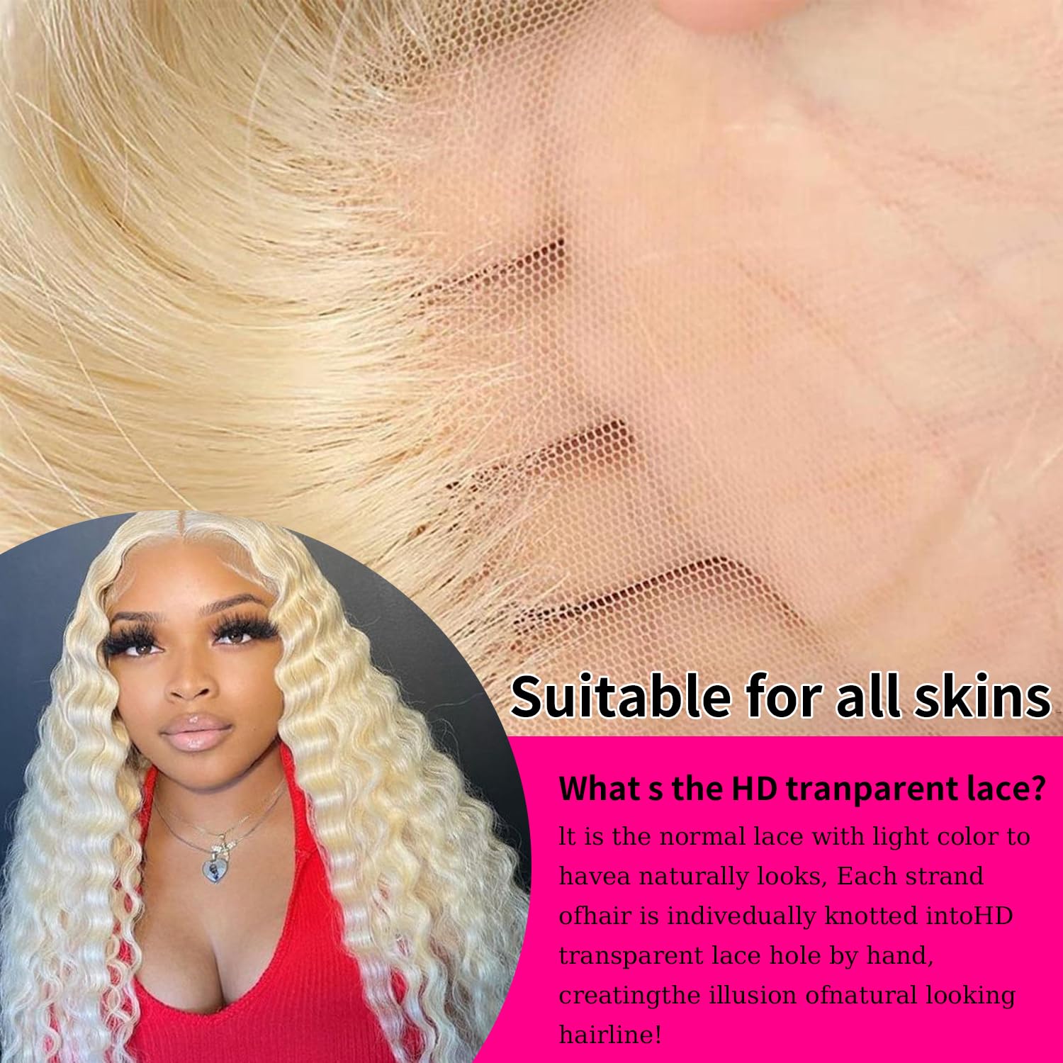 20 Inch 613 Blonde HD Lace Front Wig Human Hair - 13x4 Deep Wave 200% Density Pre-Plucked with Baby Hair | Natural Look for Women, Perfect for Daily Wear, Parties & Special Occasions