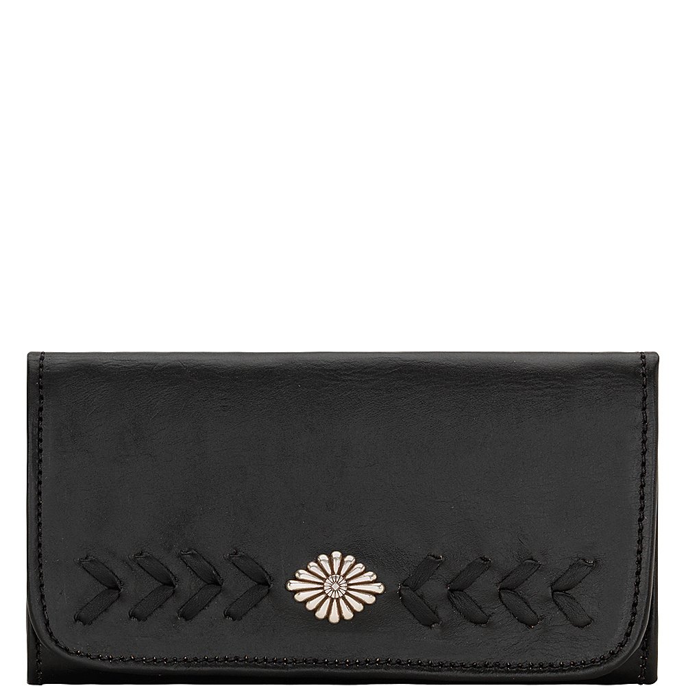 American West Women's Mohave Canyon Tri-Fold Wallet - Slim Leather RFID Blocking Wallet for Credit Cards & Cash - Perfect for Travel, Work & Everyday Use (Black, One Size)