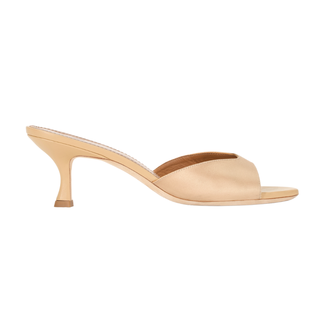 Satin Brigitte Mule Slippers - Women's Comfortable Open Toe House Shoes for Relaxing at Home, Lounging & Spa Days