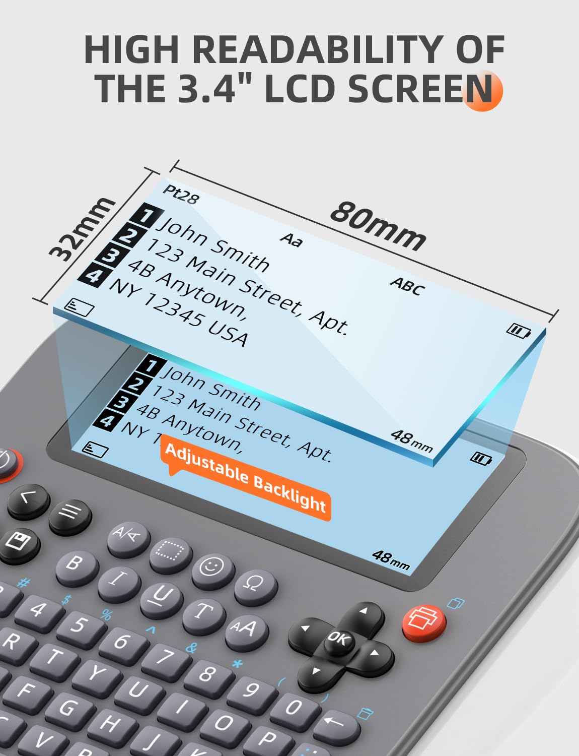 Makeid Label Maker E1 - Bluetooth Rechargeable Label Printer with QWERTY Keyboard & 3.4