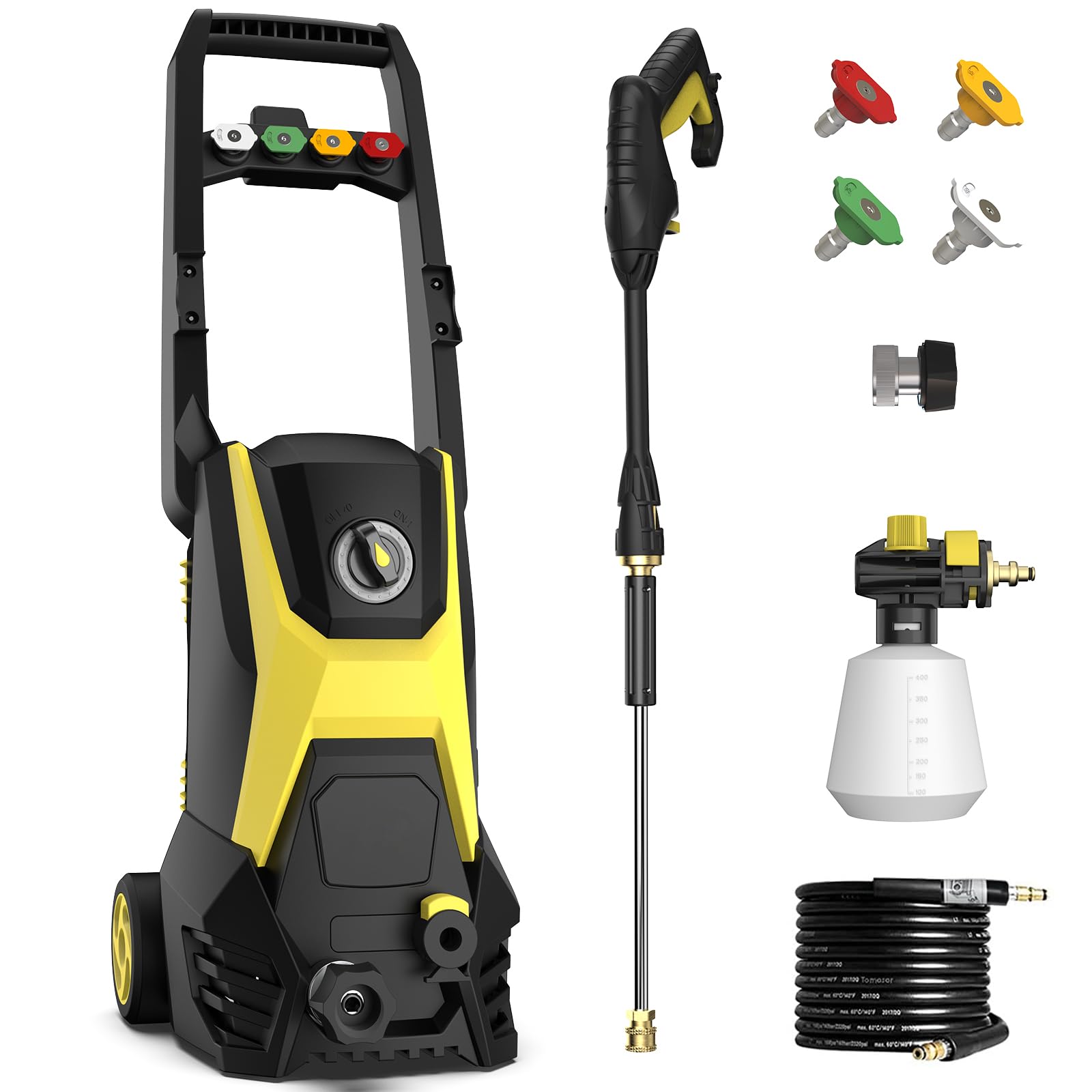 4800PSI 3.2GPM Electric Pressure Washer with Foam Cannon - 20FT Hose & 35FT Cord - 4 Nozzles - Ideal for Car Washing, Driveway Cleaning, Patio & Deck Maintenance - Heavy Duty Power Washer for Home & Outdoor Use