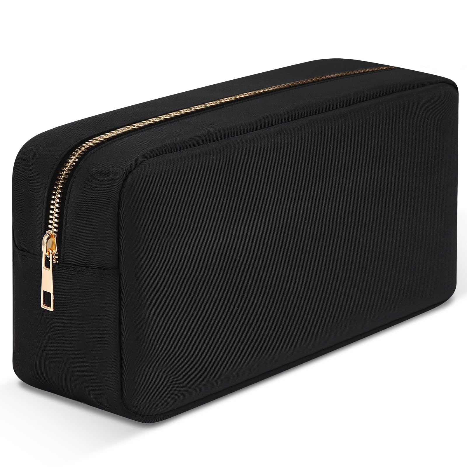 Waterproof Nylon Makeup Bag for Women - Large Capacity Cosmetic Organizer with Zipper, Travel Toiletry Bag - Perfect for Girlfriend Gifts, Teen Girls & Women (Black) | Great for Travel, Gym, Daily Use & Makeup Storage