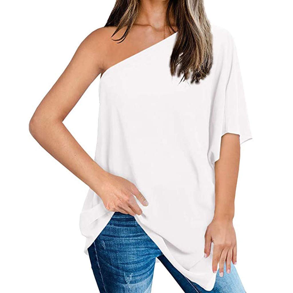 Muicook Women's Off Shoulder Tops - Oversized Batwing Sleeve Asymmetric Summer Shirts | Casual Chic Blouse for Beach, Party & Date Night Outfits