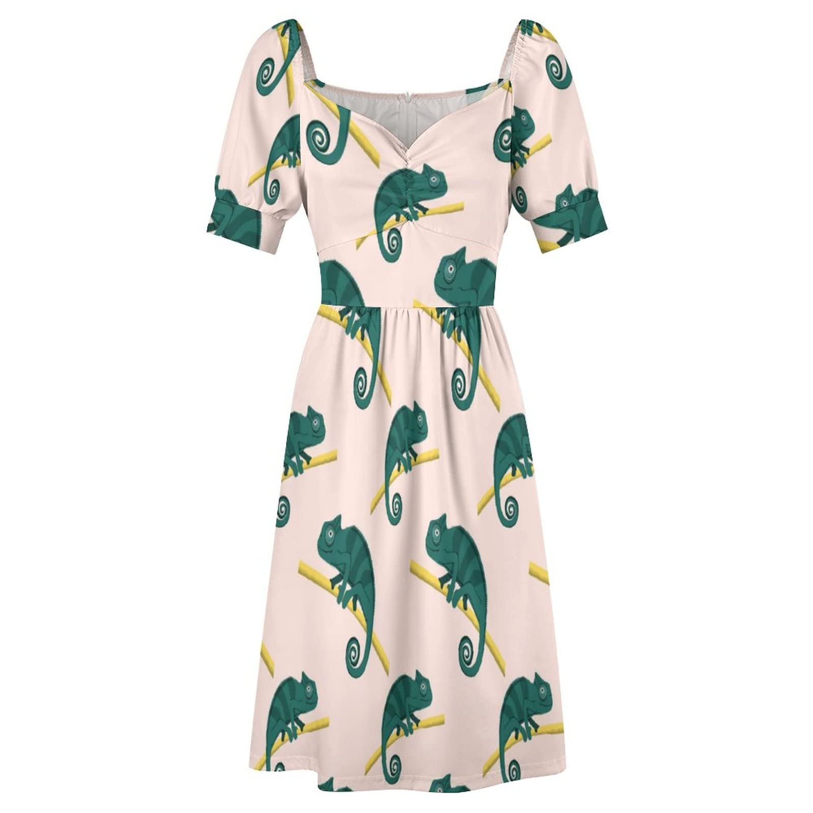 Women's Summer Floral Dress with Rose & Dew Print - Short Sleeve V-Neck Beach Dress for Casual Wear | Perfect for Vacations, Picnics & Outdoor Events