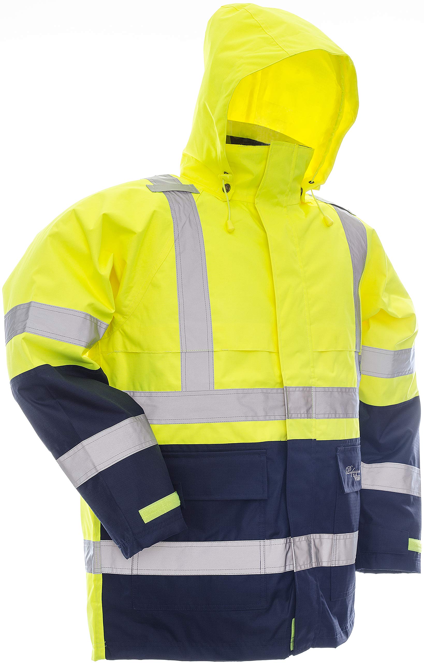Viking Professional Journeyman 300 Denier Trilobal Rip-Stop Waterproof Hi-Vis Safety Rain Jacket with 2” Reflective Tape - Heavy Duty Workwear for Construction, Road Workers & Outdoor Safety in Rainy Conditions