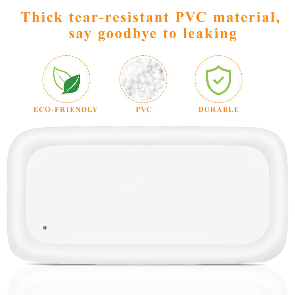 Hemoton 3-Piece Inflatable Ice Serving Tray Set - Waterproof Salad Food & Drink Cooler with Drain Plug - Perfect for Picnic, Camping, Beach, BBQ, Pool Party (White)