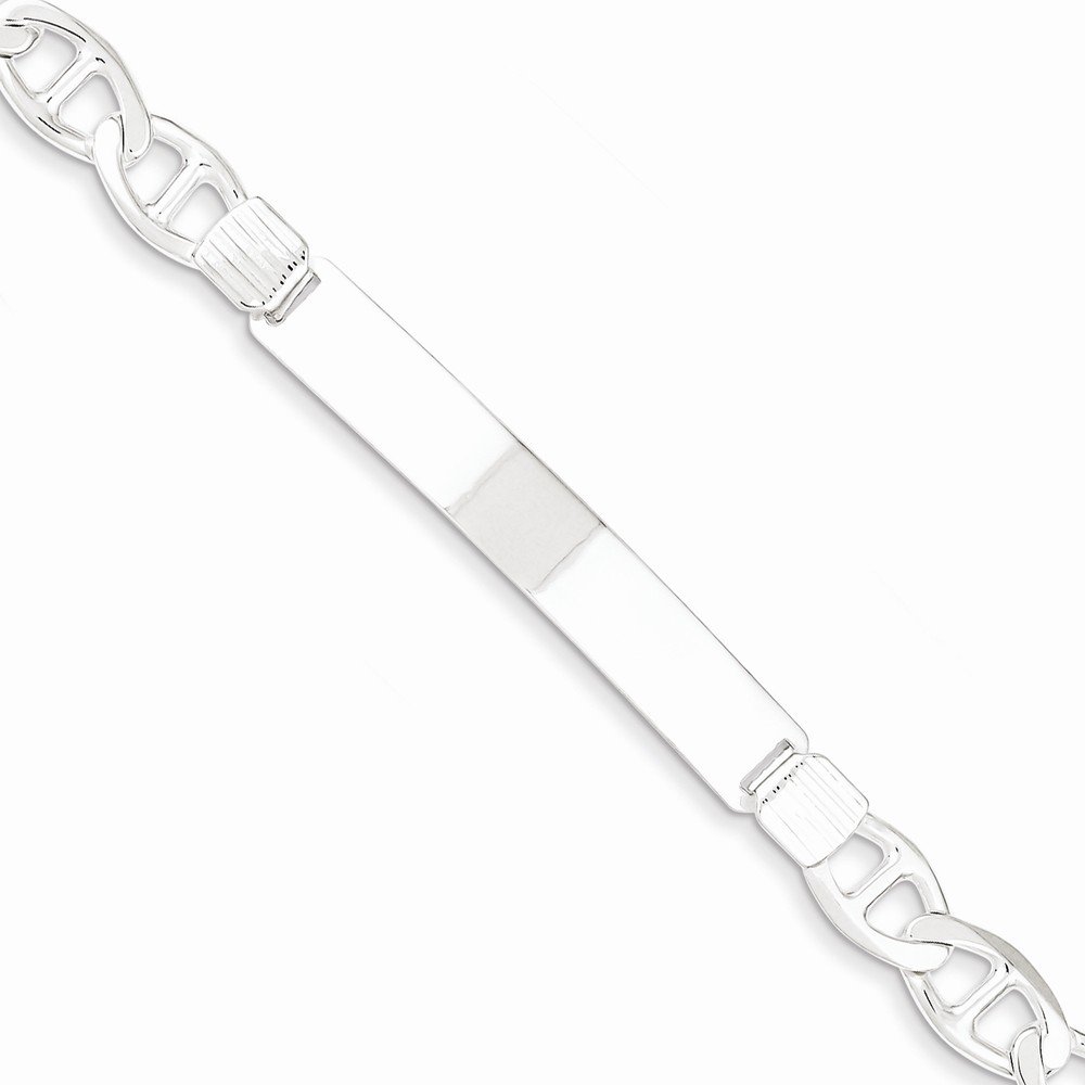 Sterling Silver Anchor ID Bracelet for Women - Personalized Engraved Name Bracelet - Trendy Nautical Jewelry Gift for Her - Perfect for Beach, Vacation & Everyday Wear