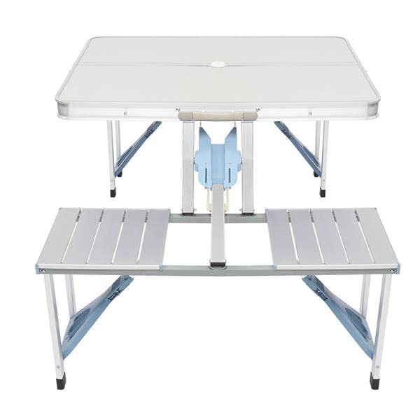 Aeiniwer 4-Seat Portable Aluminum Folding Picnic Table with Umbrella Hole - Lightweight Camping & Outdoor Dining Table (53.15